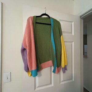 Colorful Women's Open-Front Sweater